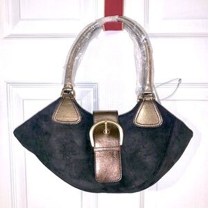 Faux Suede & Metallic Handbag